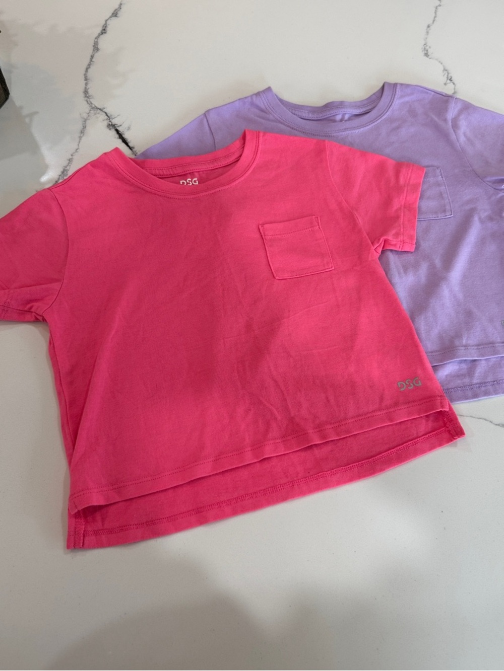 DSG Girls' Short Sleeve Pocket Tees - Hot Pink & Lavender